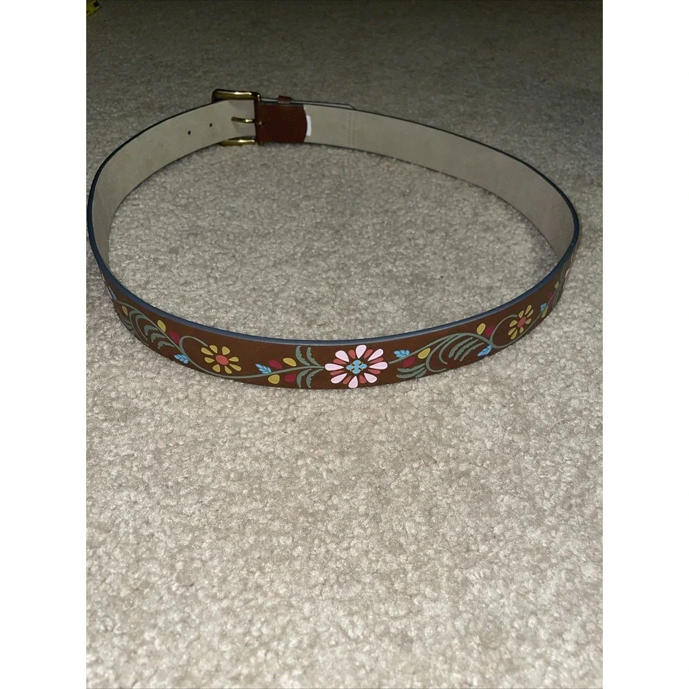 Womens NOBO Floral Brown Belt Size XL Ladies Boho Hippie Brass‎ Buckle